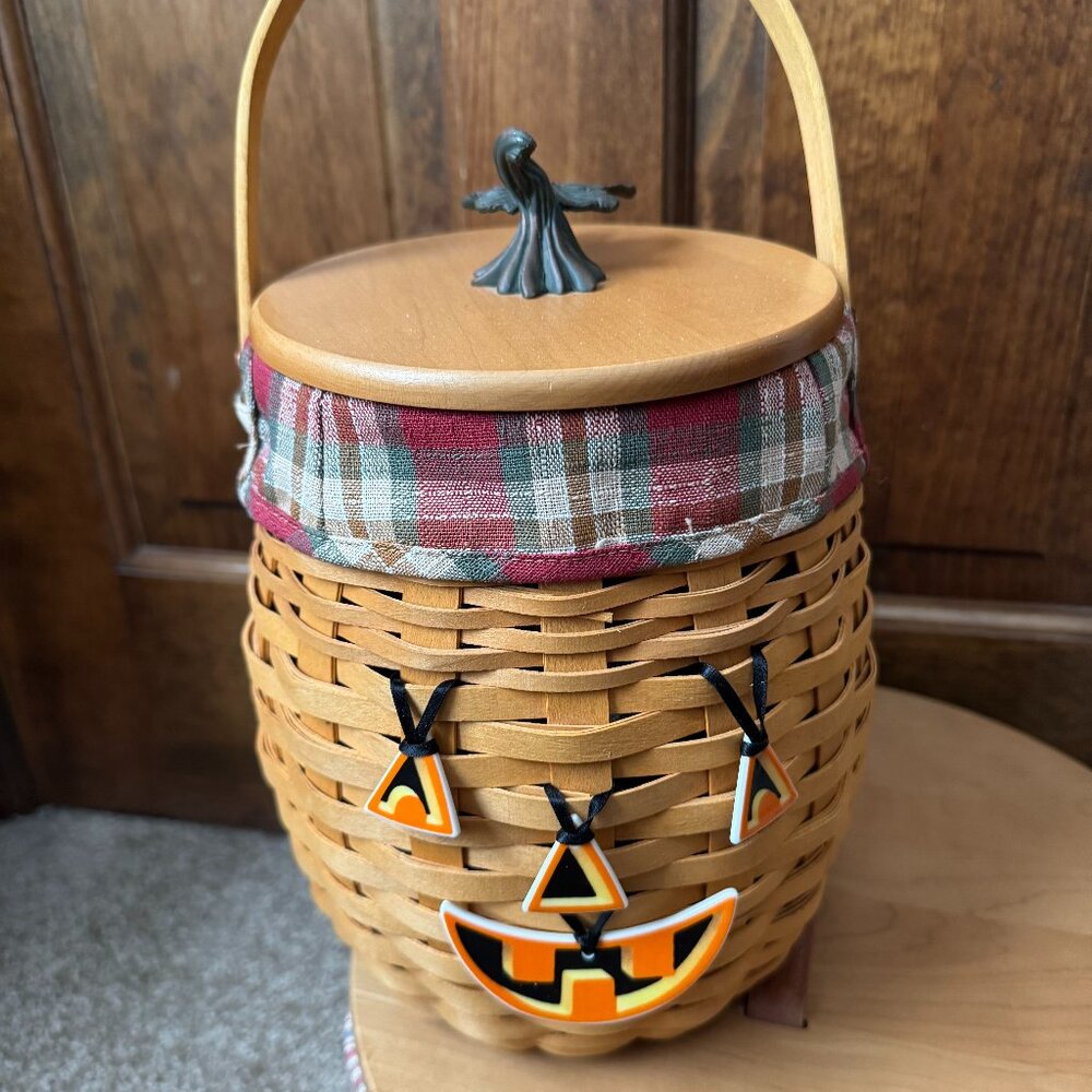 2000 Longaberger October Fields Combo - Basket, Liner, Protector, Lid & 2 Tie-On